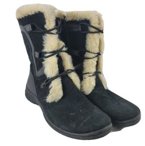 Clarks Black Suede Faux Fur Lined Boots